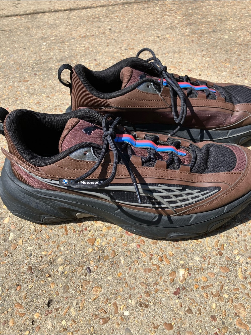 Puma BMW Motorsport Brown & Black Athletic Shoes with Accent Stripes